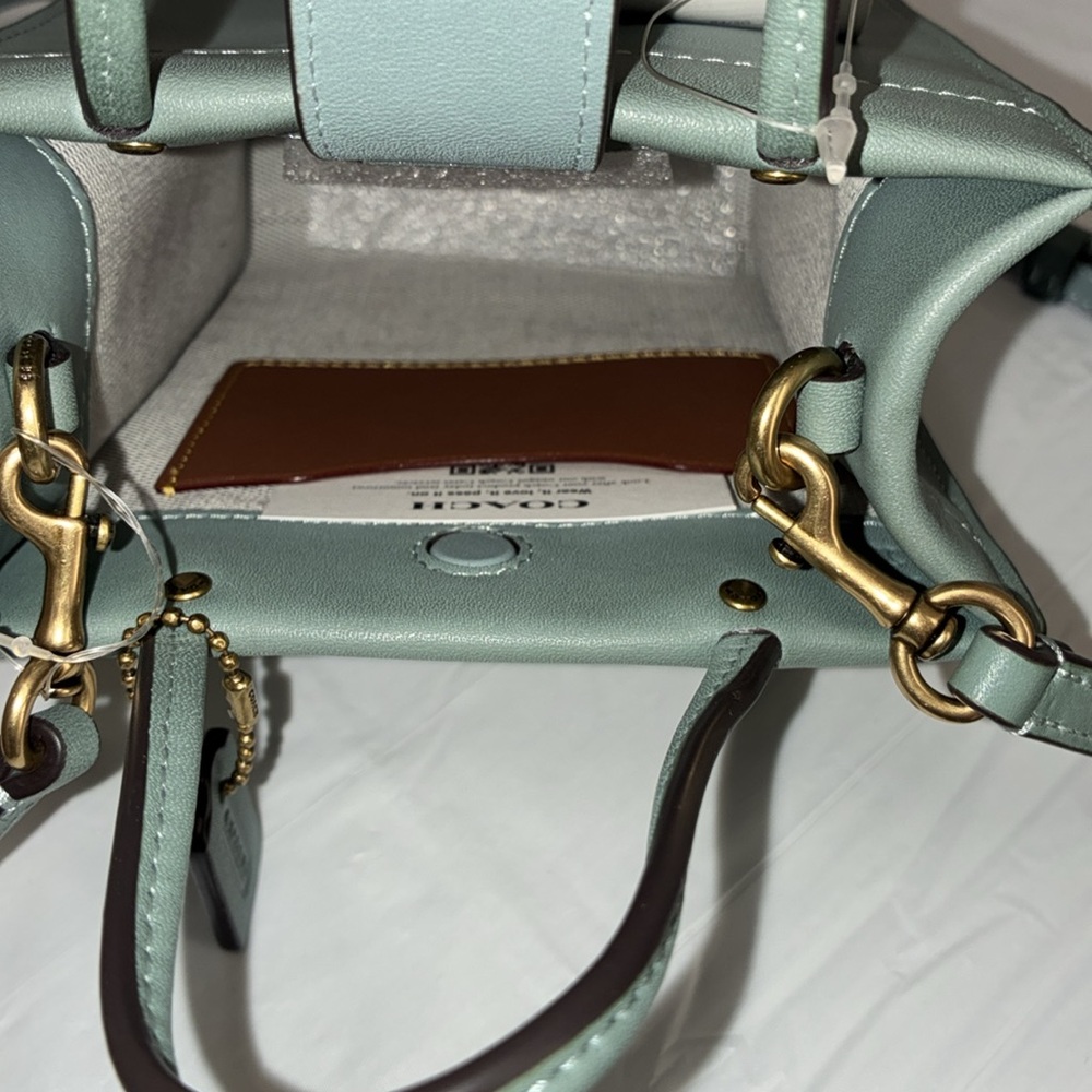 Coach Small Leather Satchel in Seafoam Green with Gold Hardware - Picture 9 of 11